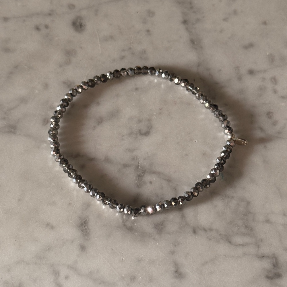Sparkling Silver Faceted Bead Ankle Bracelet
